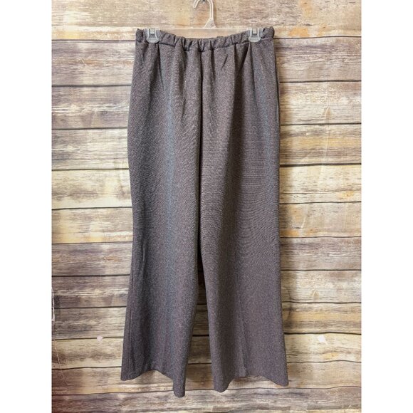 Vintage 1980s Polyester Pants Plus Size 20 Elastic Waist Pull On Brown - Picture 1 of 3